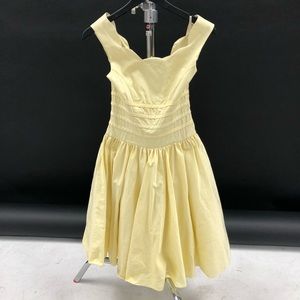 HTF Hepburn Unique Vintage Yellow Fit-and-Flare Midi Dress